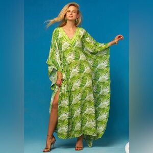 NICOBLU - ASHLEY KAFTAN IN UNDULATING PALM LEAVES